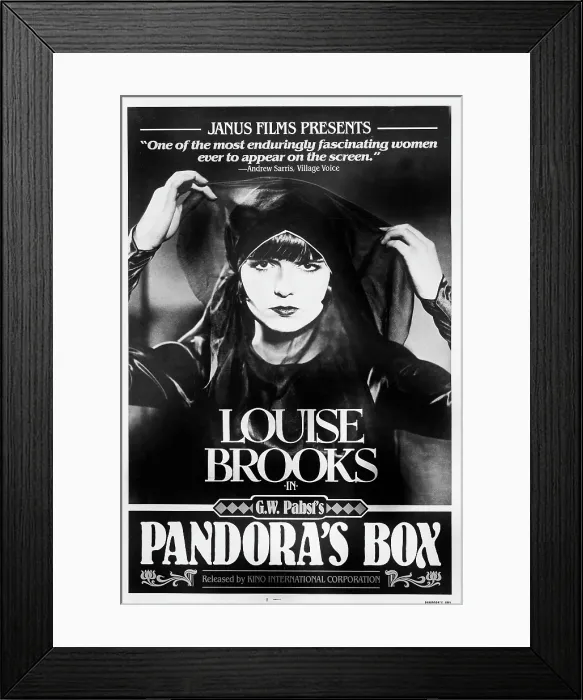 Framed Print : PANDORA'S BOX, (aka DIE BUCHSE DER PANDORA, aka LULU), Louise Brooks on US 1982 rerelease poster art, 1929
