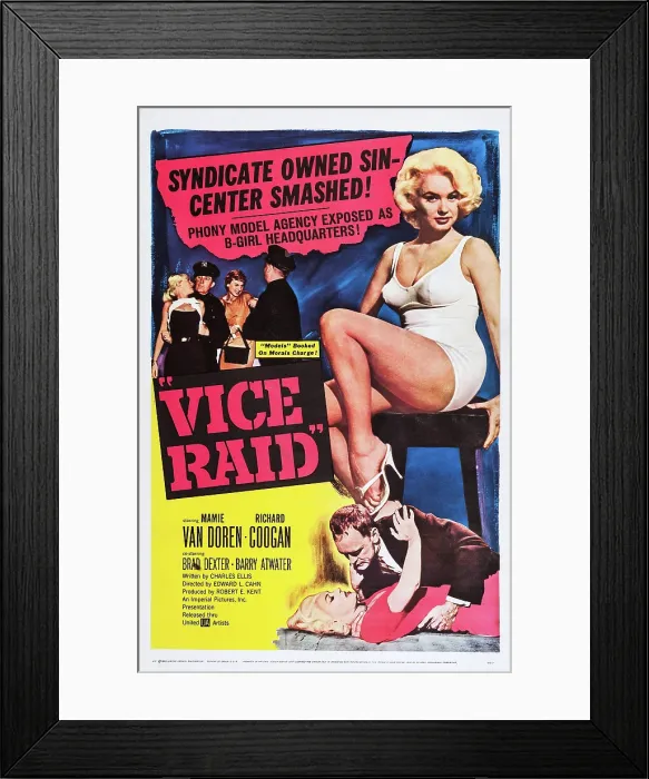Framed Print : VICE RAID, US poster art, top right: Mamie Van Doren, 1960
