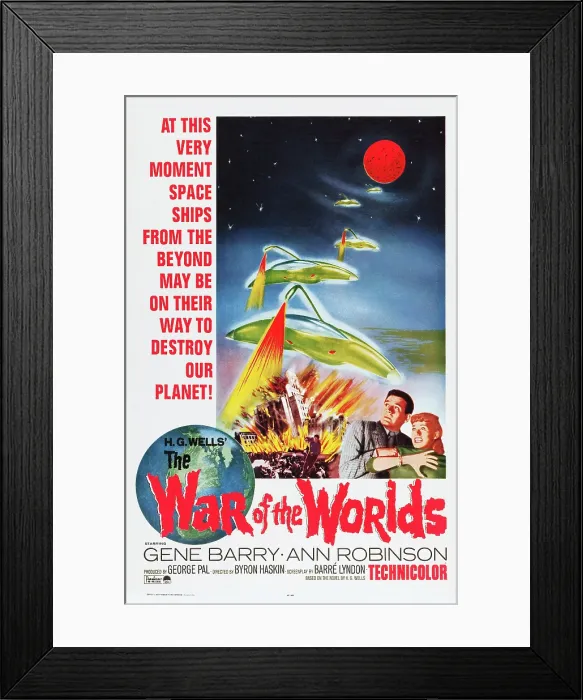 Framed Print : THE WAR OF THE WORLDS, US poster, bottom from left: Gene Barry, Ann Robinson, 1953