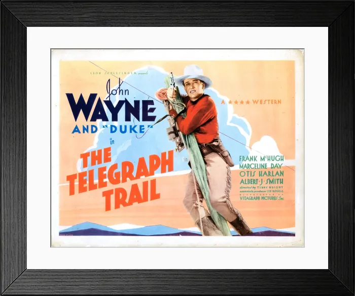 Framed Print : THE TELEGRAPH TRAIL, US lobbycard, John Wayne, 1933