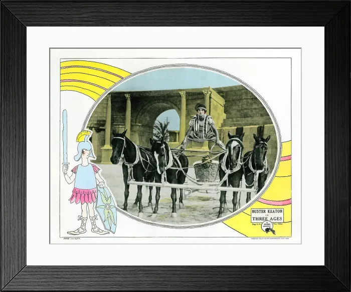 Framed Print : THE THREE AGES, lobbycard, Buster Keaton, 1923