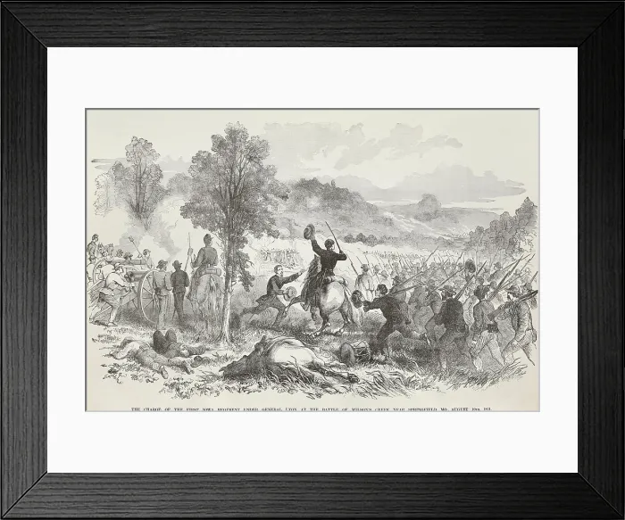 Framed Print : US Civil War, Battle of Wilson's Creek, near Springfield, MO, Aug. 10, 1861. An army of 12, 000 Missouri State Guard and Confederates were led by Brig