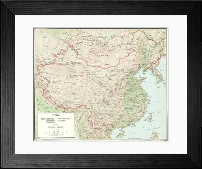 Framed Print : Topographical map of China, ca. 1970 Framed Print : Topographical map of China, ca. 1970