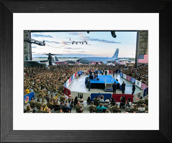 Framed Print : President Joe Biden and First Lady Jill Biden speak to Air Force personnel and their families on June 9, 2021, at Royal Air Force Mildenhall, England Framed Print : President Joe Biden and First Lady Jill Biden speak to Air Force personnel and their families on June 9, 2021, at Royal Air Force Mildenhall, England