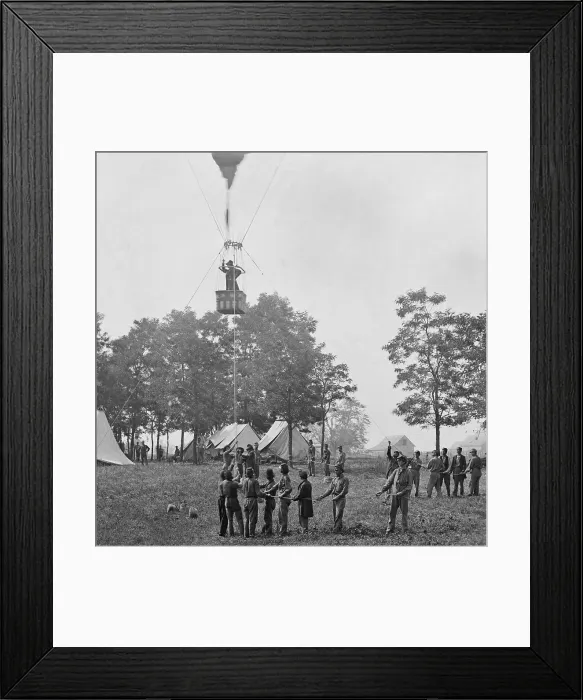Framed Print : US Civil War, Peninsula Campaign, April-August, 1862. Professor Thaddeus Lowe ascending in the Intrepid to observe the Battle of Fair Oaks / Seven Pines, May 31-June 1, 1862