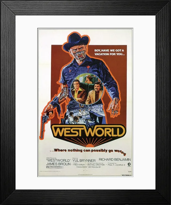 Framed Print : WESTWORLD, Yul Brynner, James Brolin, Richard Benjamin, 1973