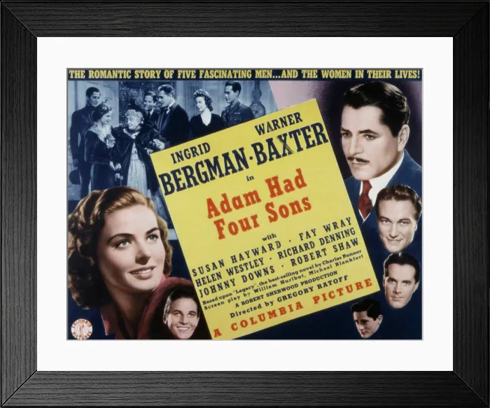 Framed Print : ADAM HAD FOUR SONS, Ingrid Bergman, Warner Baxter, Johnny Downs, Richard Denning, Robert Shaw, Charles Lind, 1941 Framed Print : ADAM HAD FOUR SONS, Ingrid Bergman, Warner Baxter, Johnny Downs, Richard Denning, Robert Shaw, Charles Lind, 1941