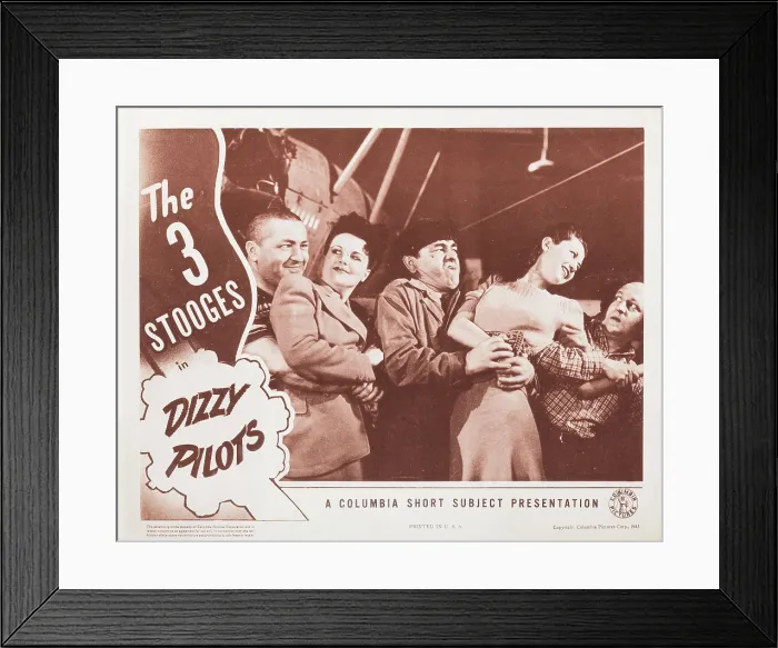 Framed Print : DIZZY PILOTS, Curly Howard, Judy Malcolm, Moe Howard, Sethma Williams, Larry Fine (The Three Stooges), 1943