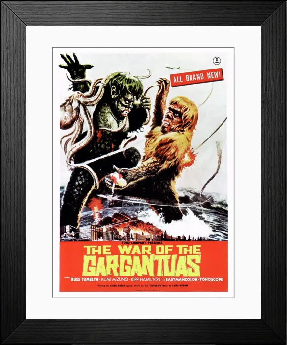 Framed Print : THE WAR OF THE GARGANTUAS, (aka FURANKENSHUTAIN NO KAIJU: SANDA TAI GAIRA), poster art, 1966