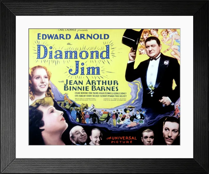 Framed Print : DIAMOND JIM, Edward Arnold, Jean Arthur, Binnie Barnes, Cesar Romero, Eric Blore, George Sidney, 1935