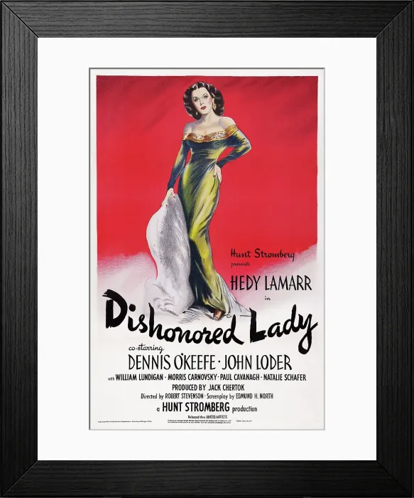 Framed Print : DISHONORED LADY, US poster art, Hedy Lamarr, 1947 Framed Print : DISHONORED LADY, US poster art, Hedy Lamarr, 1947
