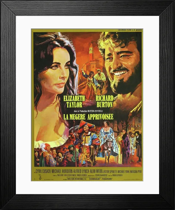 Framed Print : THE TAMING OF THE SHREW, (aka LA MEGRE APPRIVOISEE), top from left: Elizabeth Taylor (twice), Richard Burton (twice); bottom from left: Cyril Cusack, Alfred Lynch Framed Print : THE TAMING OF THE SHREW, (aka LA MEGRE APPRIVOISEE), top from left: Elizabeth Taylor (twice), Richard Burton (twice); bottom from left: Cyril Cusack, Alfred Lynch