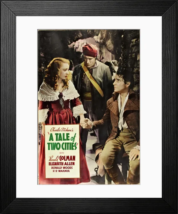 Framed Print : A TALE OF TWO CITIES, Isabel Jewell, Ronald Colman on lobbycard, 1935 Framed Print : A TALE OF TWO CITIES, Isabel Jewell, Ronald Colman on lobbycard, 1935