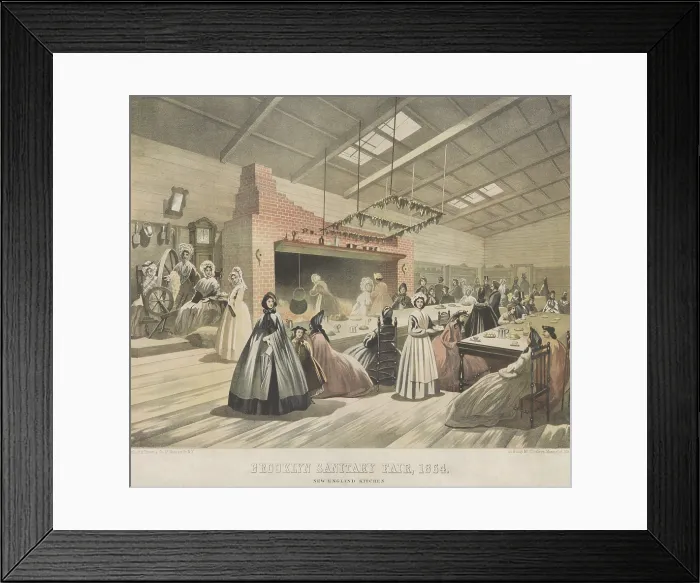Framed Print : At the Brooklyn Sanitary Fair, a New England Kitchen served customers to raised money for the U.S. Sanitary Commission in 1864