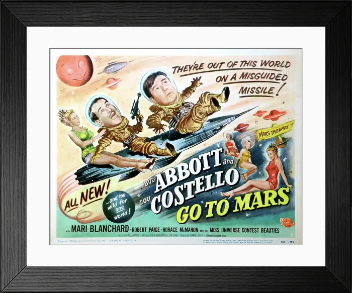 Framed Print : ABBOTT AND COSTELLO GO TO MARS, Bud Abbott, Lou Costello [Abbott & Costello], Mari Blanchard, 1953