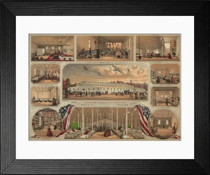 Framed Print : The Citizens Volunteer Hospital of Philadelphia was staffed with women working in many aspects of the hospital's operation during the US Civil War (BSLOC_2019_2_51)