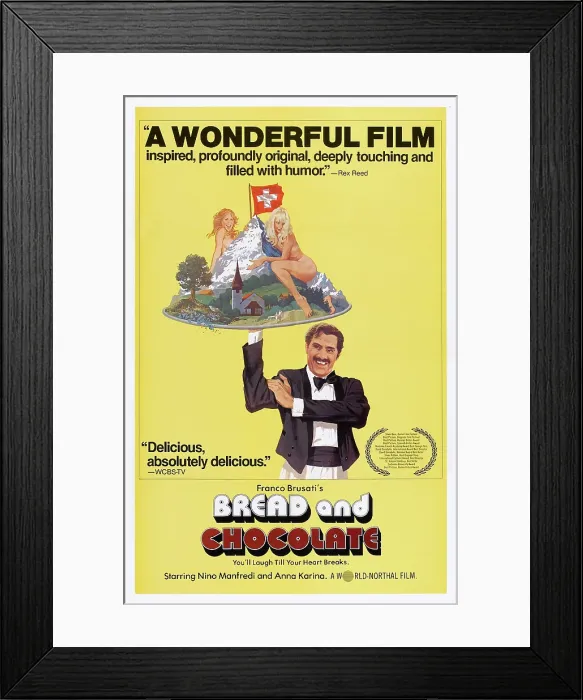 Framed Print : BREAD AND CHOCOLATE, (aka PANE E CIOCCOLATA), US poster art, Nino Manfredi, 1974