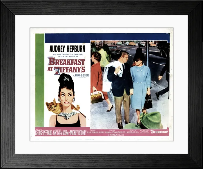 Framed Print : BREAKFAST AT TIFFANY'S, from left, George Peppard, Audrey Hepburn, 1961