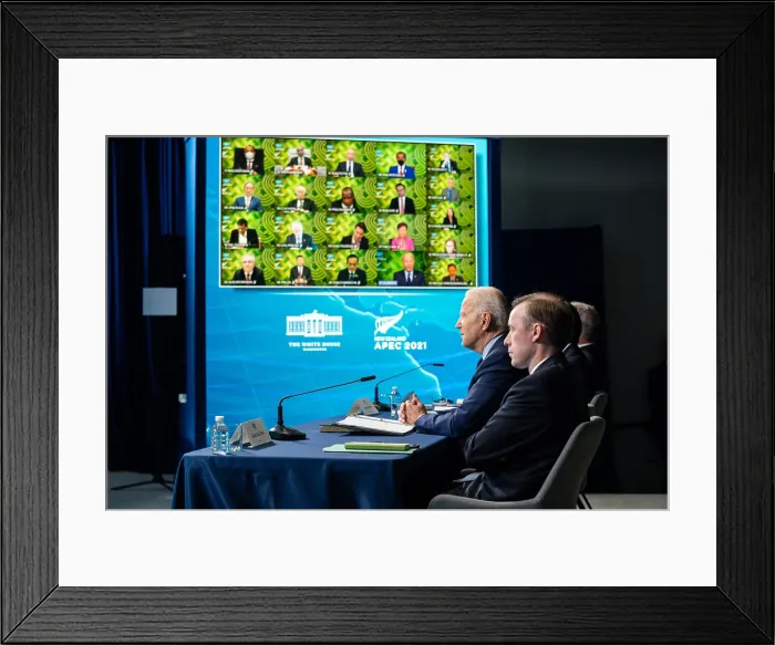 Framed Print : President Joe Biden speaks at the Asia-Pacific Economic Cooperation (APEC) Virtual Leaders Retreat, July 16, 2021 Framed Print : President Joe Biden speaks at the Asia-Pacific Economic Cooperation (APEC) Virtual Leaders Retreat, July 16, 2021