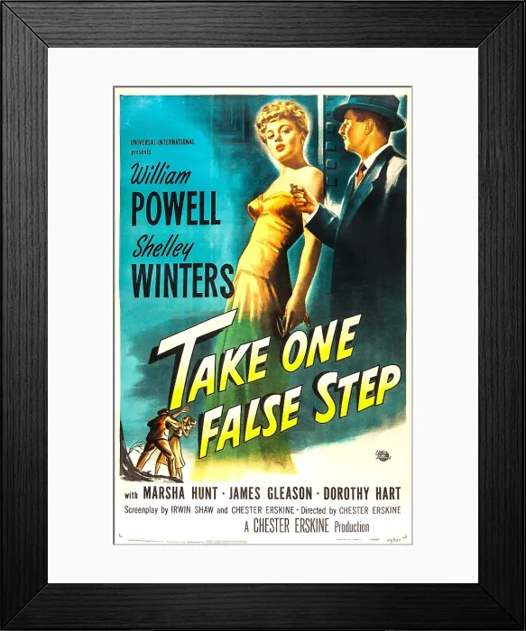 Framed Print : TAKE ONE FALSE STEP, US poster, Shelley Winters, William Powell, 1949 Framed Print : TAKE ONE FALSE STEP, US poster, Shelley Winters, William Powell, 1949