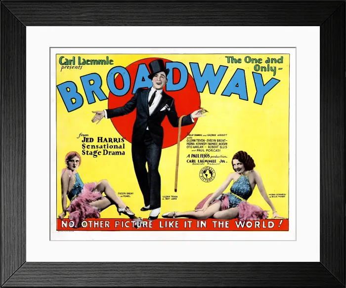 Framed Print : BROADWAY, from left, Evelyn Brent, Glenn Tryon, Merna Kennedy, 1929