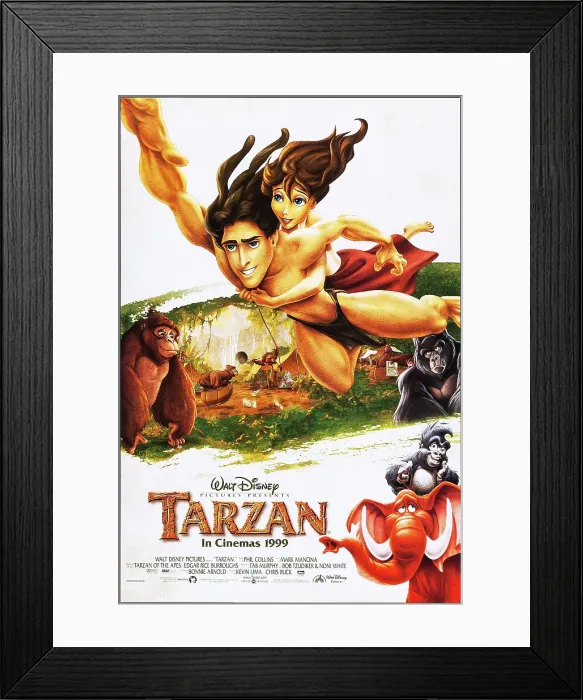 Framed Print : TARZAN, US advance poster, from left: Kala (voice: Glenn Close), Tarzan (voice: Tony Goldwyn), Jane Porter (voice: Minnie Driver), Kerchak (voice: Lance Henriksen) Framed Print : TARZAN, US advance poster, from left: Kala (voice: Glenn Close), Tarzan (voice: Tony Goldwyn), Jane Porter (voice: Minnie Driver), Kerchak (voice: Lance Henriksen)