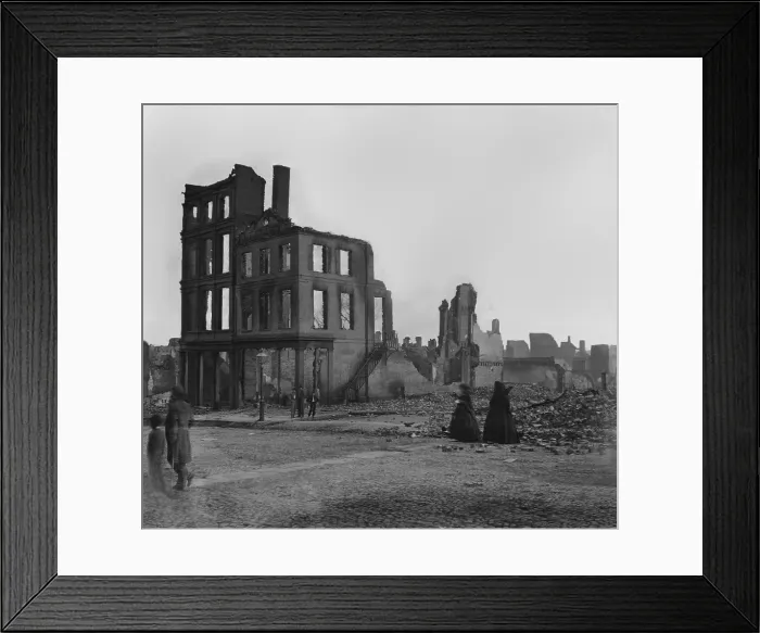 Framed Print : Two women in mourning dress walk among the ruins in Richmond, Virginia, at the end of the US Civil War. April 1865 photo by Alexander Gardner (BSLOC_2019_2_74) Framed Print : Two women in mourning dress walk among the ruins in Richmond, Virginia, at the end of the US Civil War. April 1865 photo by Alexander Gardner (BSLOC_2019_2_74)