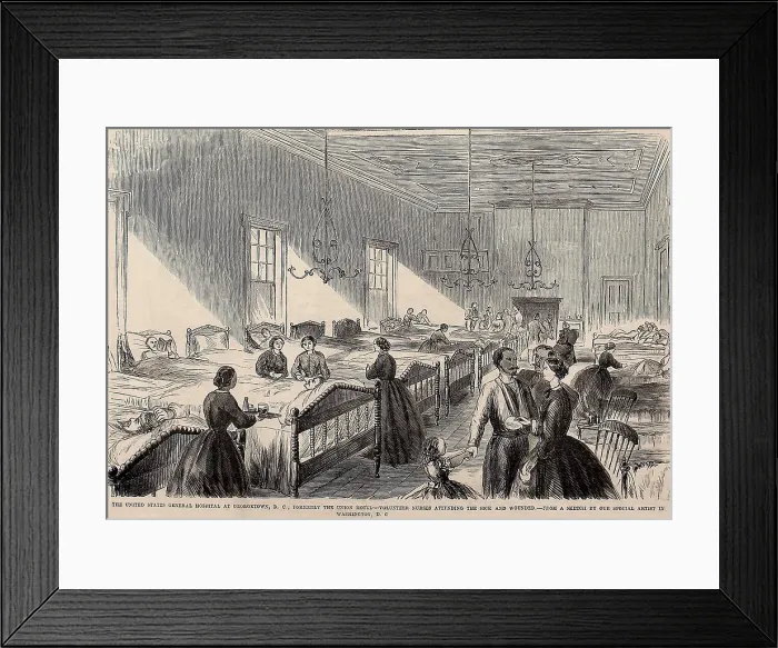Framed Print : Nurses caring for patients in the US General Hospital, Georgetown, D.C. 3, 000 women served as Union Army nurses during US Civil War