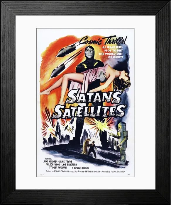 Framed Print : SATAN'S SATELLITES, US poster, Feature version of the 1952 serial Zombies of the Stratosphere, 1958 Framed Print : SATAN'S SATELLITES, US poster, Feature version of the 1952 serial Zombies of the Stratosphere, 1958