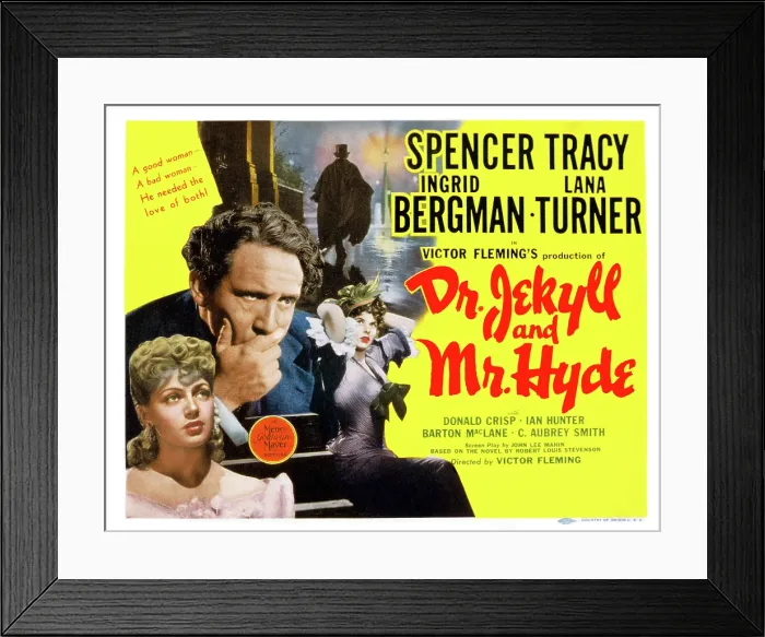 Framed Print : DR. JEKYLL AND MR. HYDE, Lana Turner, Spencer Tracy, Ingrid Bergman, 1941