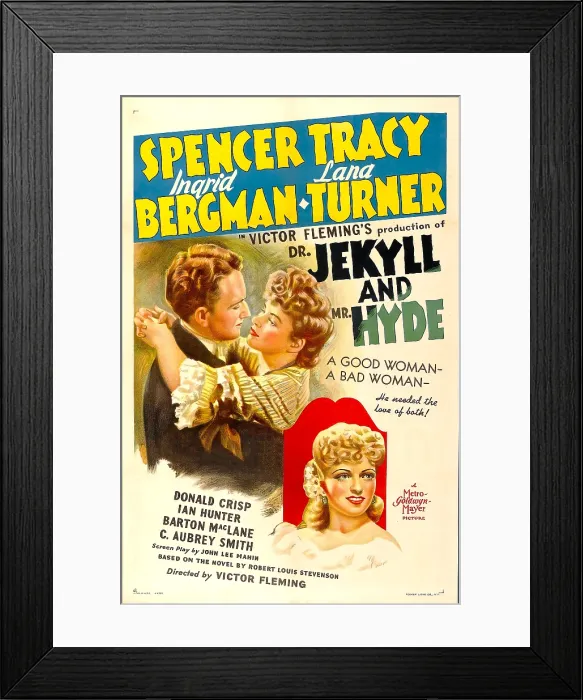 Framed Print : DR. JEKYLL AND MR. HYDE, Spencer Tracy, Lana Turner, Ingrid Bergman, 1941