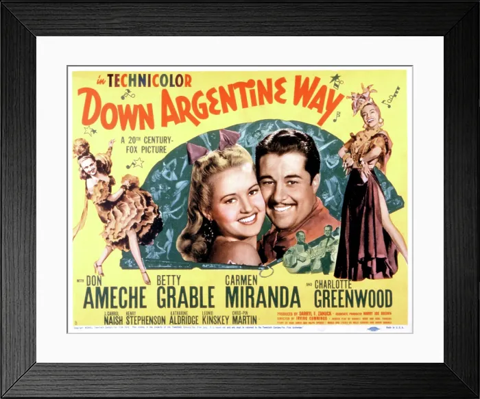 Framed Print : DOWN ARGENTINE WAY, Betty Grable, Don Ameche, Carmen Miranda, 1940, TM and Copyright (c)20th Century Fox Film Corp. All rights reserved
