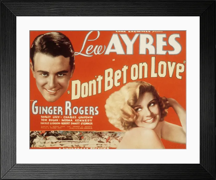 Framed Print : DON'T BET ON LOVE, Lew Ayres, Ginger Rogers, 1933