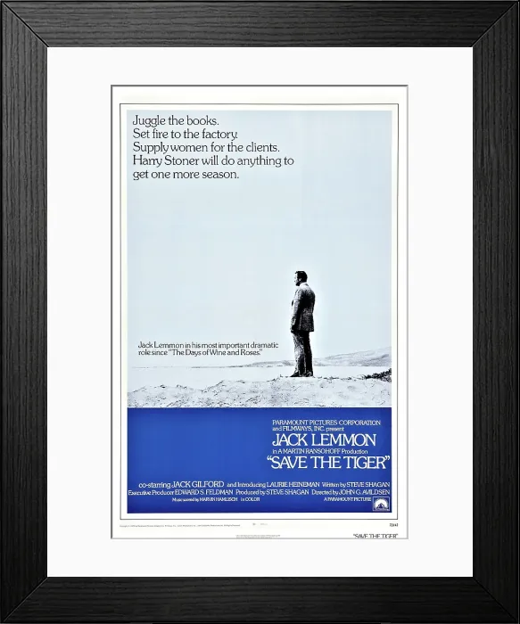 Framed Print : SAVE THE TIGER, US poster art, Jack Lemmon, 1973 Framed Print : SAVE THE TIGER, US poster art, Jack Lemmon, 1973