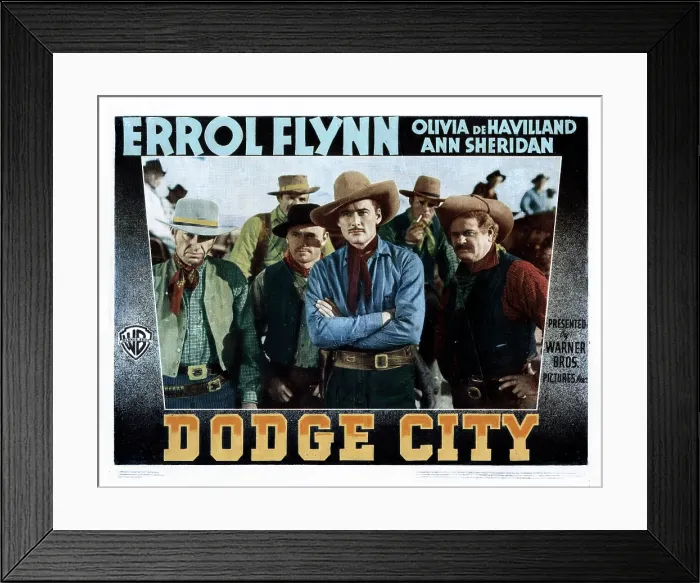 Framed Print : DODGE CITY, from left, center, Errol Flynn, Alan Hale, Sr. 1939 Framed Print : DODGE CITY, from left, center, Errol Flynn, Alan Hale, Sr. 1939