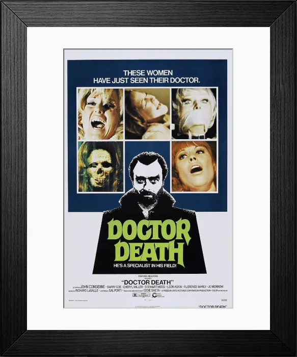 Framed Print : DOCTOR DEATH, U.S. poster art, John Considine (center), 1973