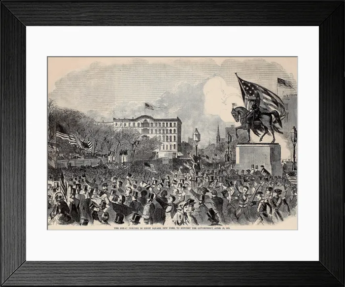 Framed Print : Great meeting in Union Square, New York City, to support the federal government, April 20, 1861, at the beginning of the US Civil War (BSLOC_2019_2_76)