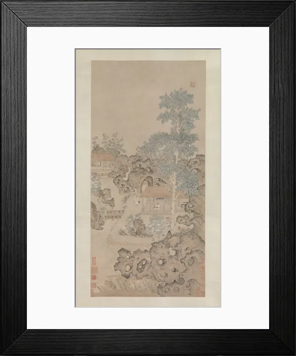 Framed Print : PLAYING THE ZITHER FOR A CRANE, 1540-50s, Chinese painting, Ming dynasty, ink, color on silk. A man plays music for his pet crane beneath a massive paulownia tree Framed Print : PLAYING THE ZITHER FOR A CRANE, 1540-50s, Chinese painting, Ming dynasty, ink, color on silk. A man plays music for his pet crane beneath a massive paulownia tree