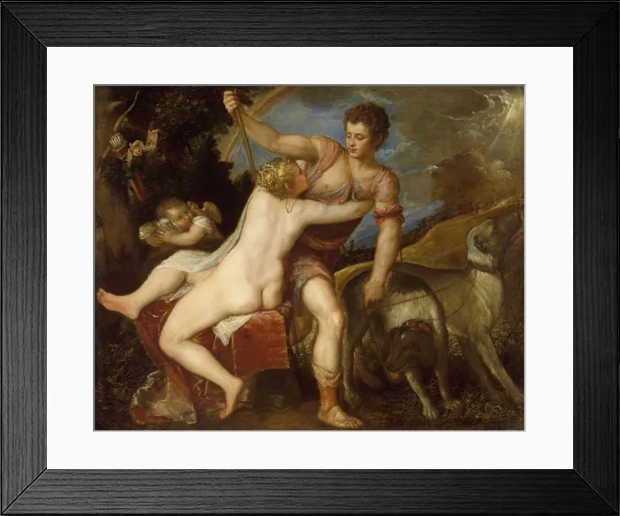 Framed Print : VENUS AND ADONIS, by Titian, 1545-75, Italian Renaissance painting, oil on canvas Framed Print : VENUS AND ADONIS, by Titian, 1545-75, Italian Renaissance painting, oil on canvas