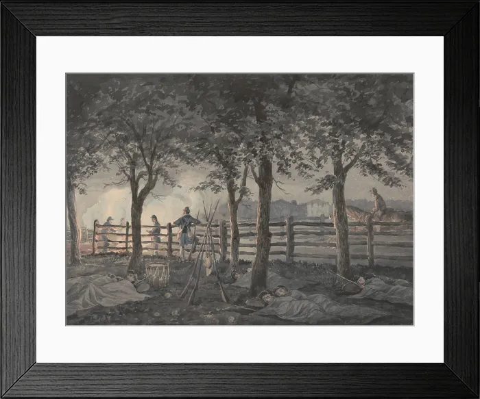 Framed Print : Union soldiers of Company B, Pennsylvania 8th Regiment, sleep in an apple orchard during the US Civil War, c. 1862 Framed Print : Union soldiers of Company B, Pennsylvania 8th Regiment, sleep in an apple orchard during the US Civil War, c. 1862