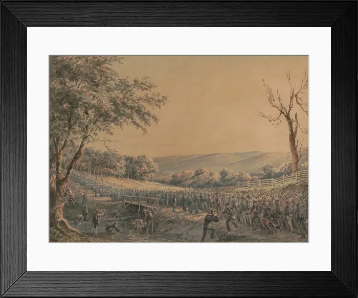 Framed Print : Union soldiers of Company B, Pennsylvania 8th Regiment, on the march north to Greencastle, Pennsylvania, from Hagerstown, Maryland, during the US Civil War, c. 1862 Framed Print : Union soldiers of Company B, Pennsylvania 8th Regiment, on the march north to Greencastle, Pennsylvania, from Hagerstown, Maryland, during the US Civil War, c. 1862