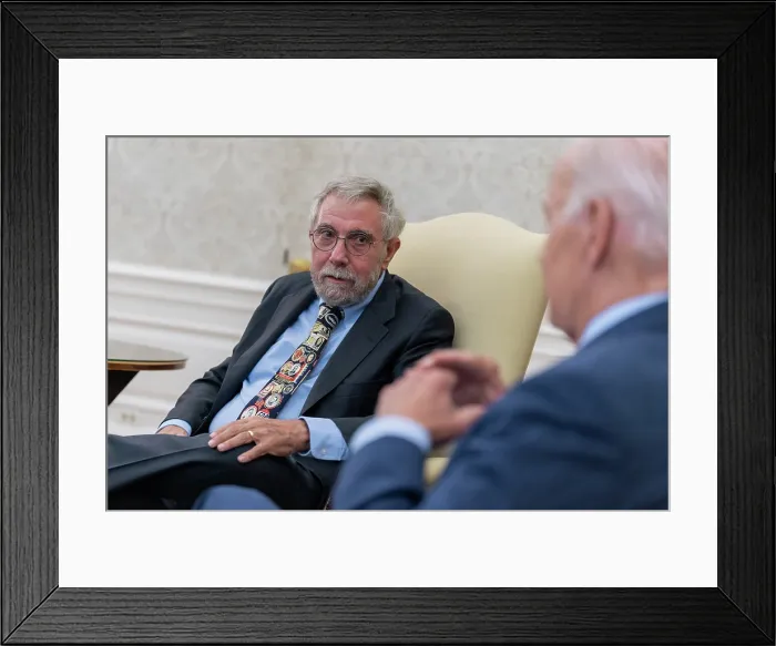 Framed Print : President Joe Biden meets with Paul Krugman, economist and columnist for The New York Times, August 14, 2023, in the White House Oval Office Framed Print : President Joe Biden meets with Paul Krugman, economist and columnist for The New York Times, August 14, 2023, in the White House Oval Office