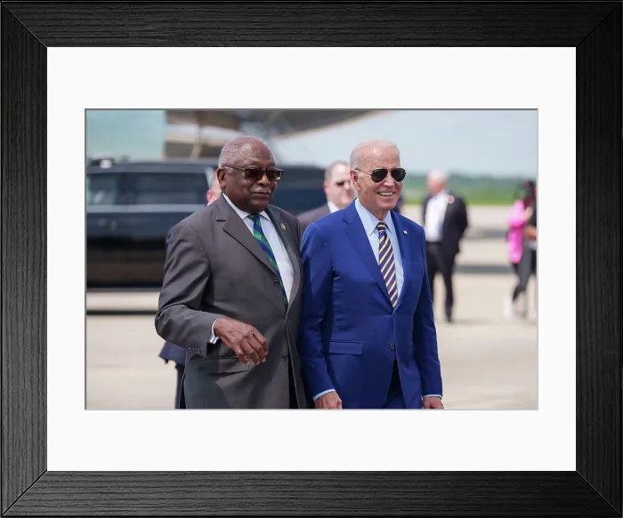 Framed Print : President Joe Biden walks with Rep