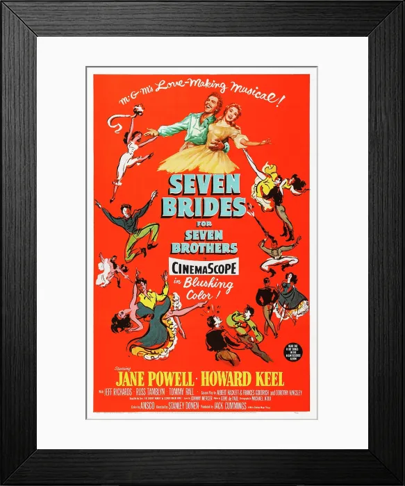 Framed Print : SEVEN BRIDES FOR SEVEN BROTHERS, top from left: Howard Keel, Jane Powell, 1954