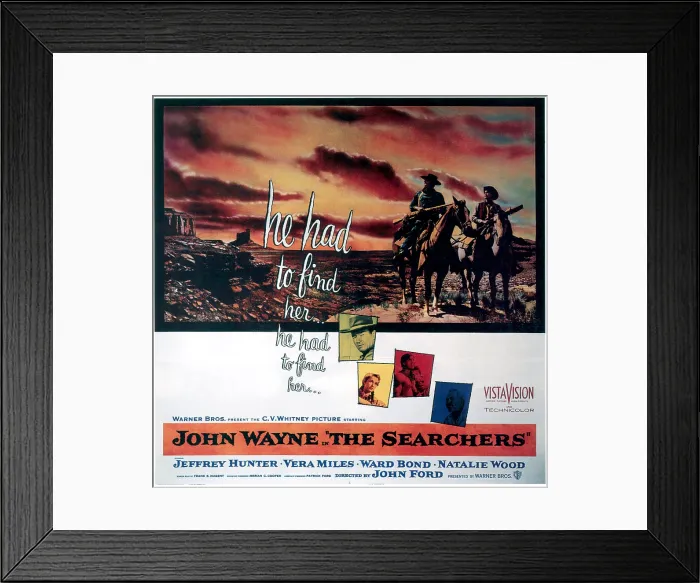 Framed Print : THE SEARCHERS, from center top: John Wayne, Vera Miles, Jeffrey Hunter, Ward Bond; top from left: John Wayne, Jeffrey Hunter, 1956 Framed Print : THE SEARCHERS, from center top: John Wayne, Vera Miles, Jeffrey Hunter, Ward Bond; top from left: John Wayne, Jeffrey Hunter, 1956