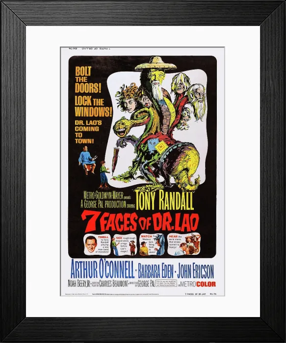 Framed Print : 7 FACES OF DR. LAO, (aka SEVEN FACES OF DR. LAO), US poster, Tony Randall, 1964