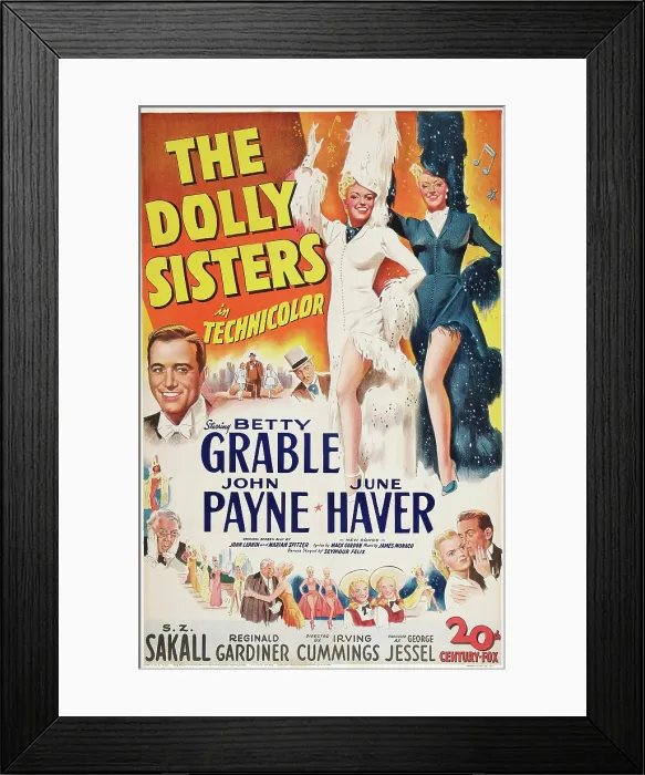 Framed Print : THE DOLLY SISTERS, US poster art, John Payne, Betty Grable, June Haver, 1945. TM and Copyright 20th Century Fox Film Corp. All rights reserved