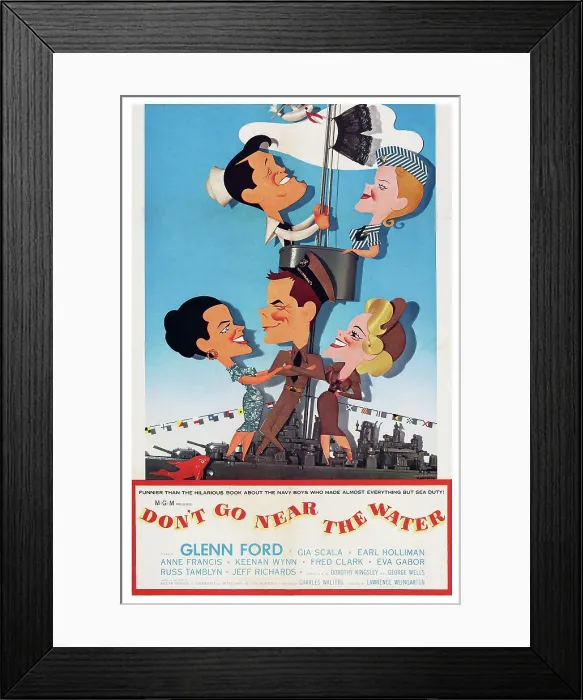 Framed Print : DON'T GO NEAR THE WATER, US poster art, Earl Holliman, Anne Francis, Gia Scala, Glenn Ford, Eva Gabor, 1957