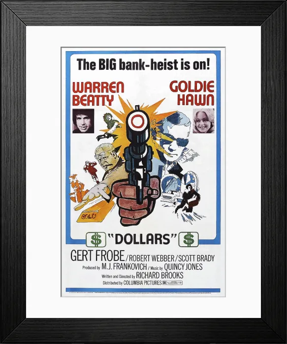 Framed Print : $, (aka DOLLARS), Us poster art, from left: Warren Beatty, Goldie Hawn, 1971