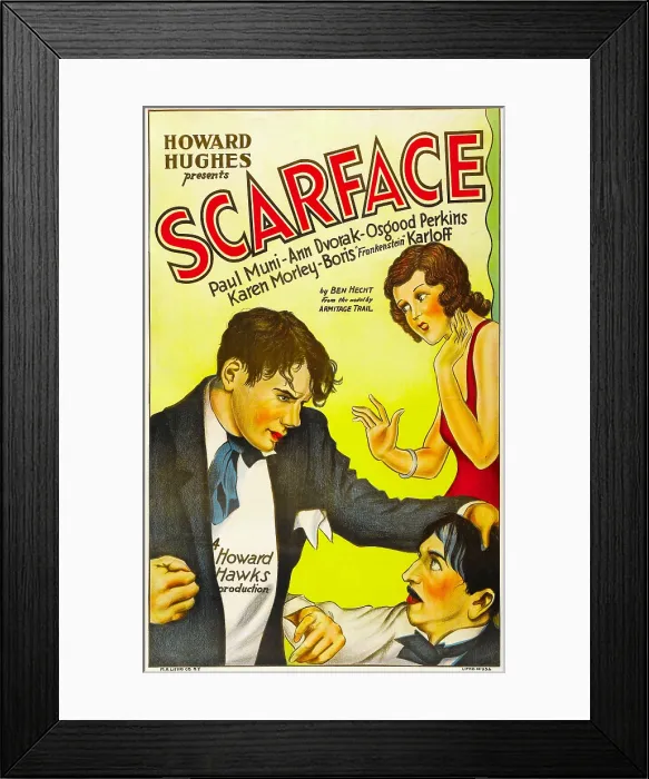 Framed Print : SCARFACE, from left: Paul Muni, Ann Dvorak, 1932